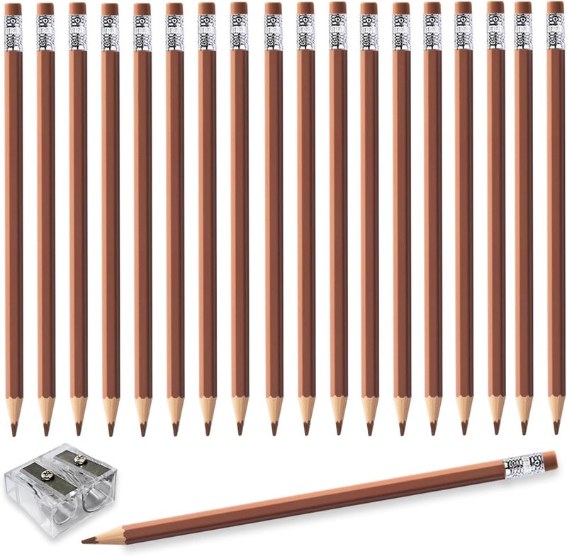 Adhere 25pcs Checking Pencils Erasable colored Pencils Pre-Sharpened #2 HB,for Checking Tests Grading,Map Coloring, editing Office Favors,including a Free sharpener. (Brown) - Image 1